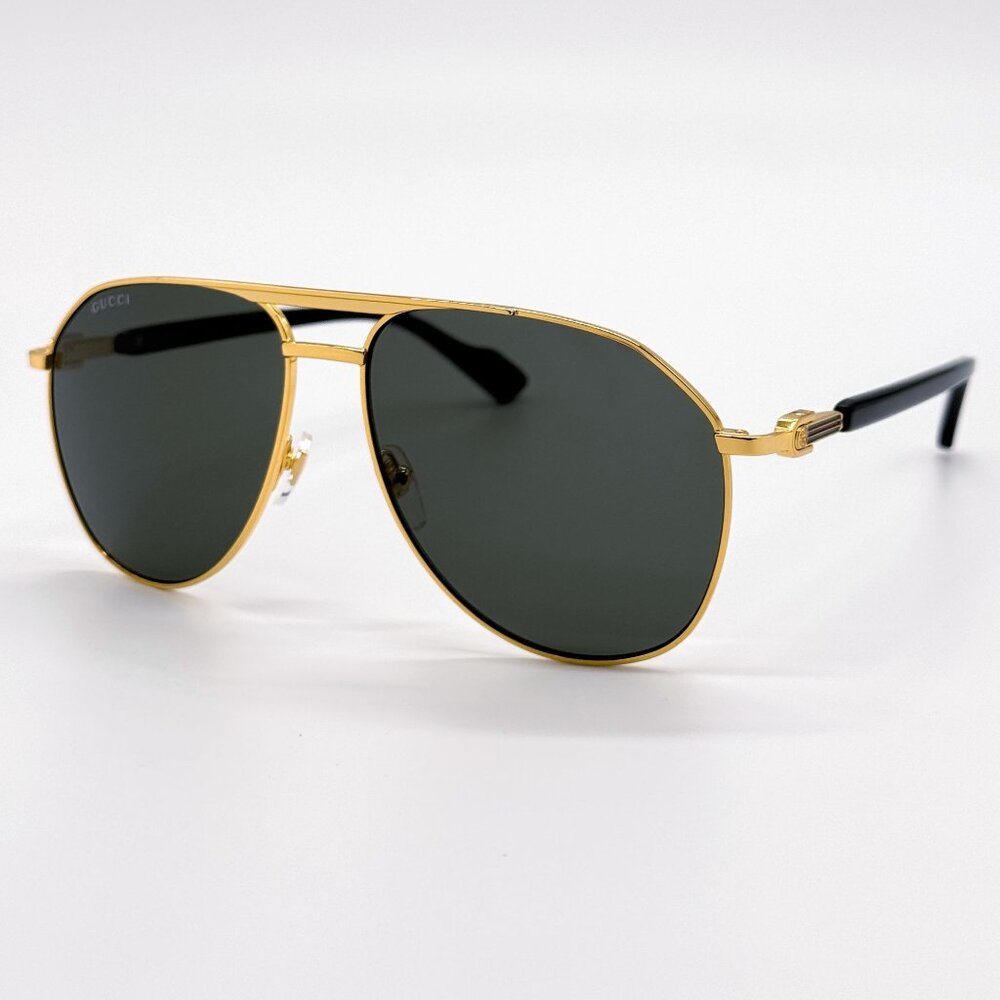 NEW GUCCI SUNGLASSES GG1220S 001 BLACK/GOLD UNISEX EYEWEAR - Picture 3 of 11